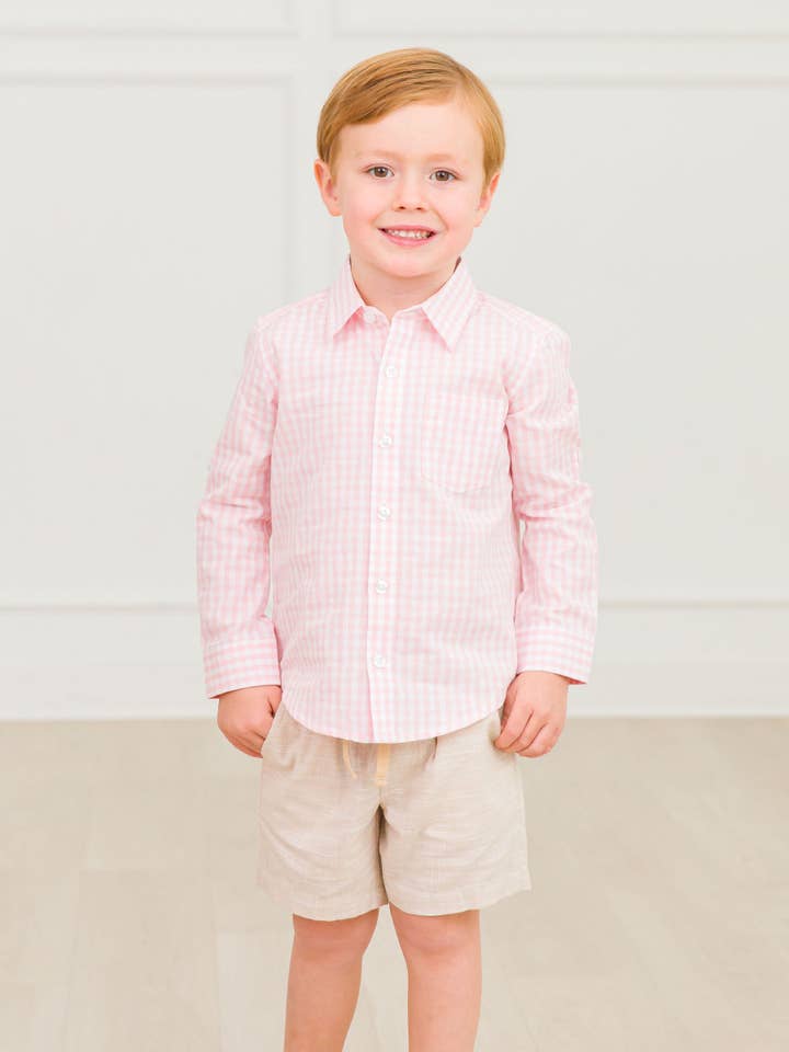 Boys Pink Gingham Check Long Sleeve Button Down Shirt
for wholesale on Faire5
