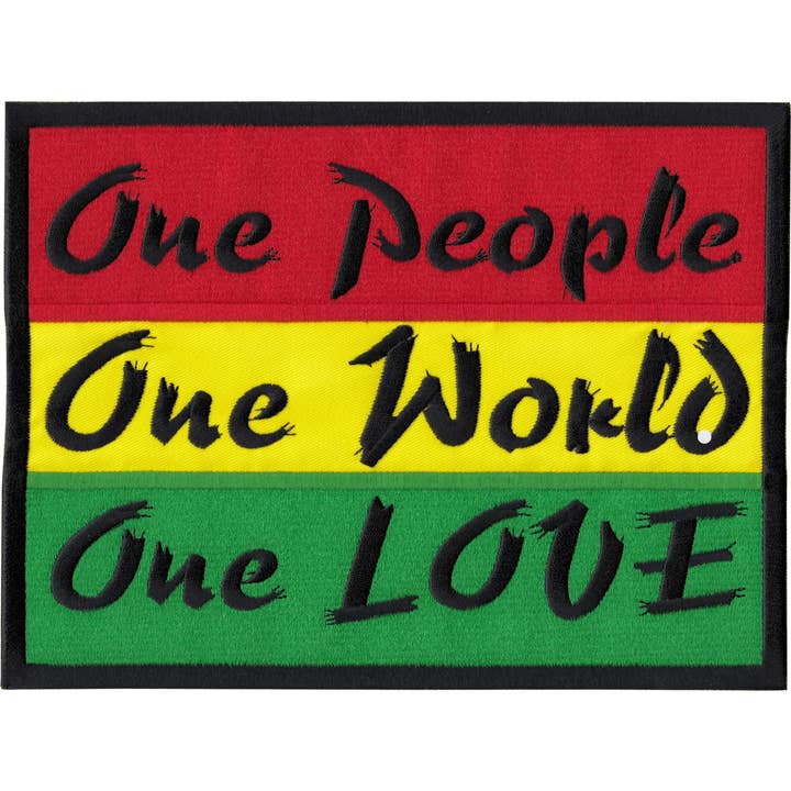 Patch arrière - "Un peuple, un monde, un amour" pour la vente par Square Deal Recordings & Supplies