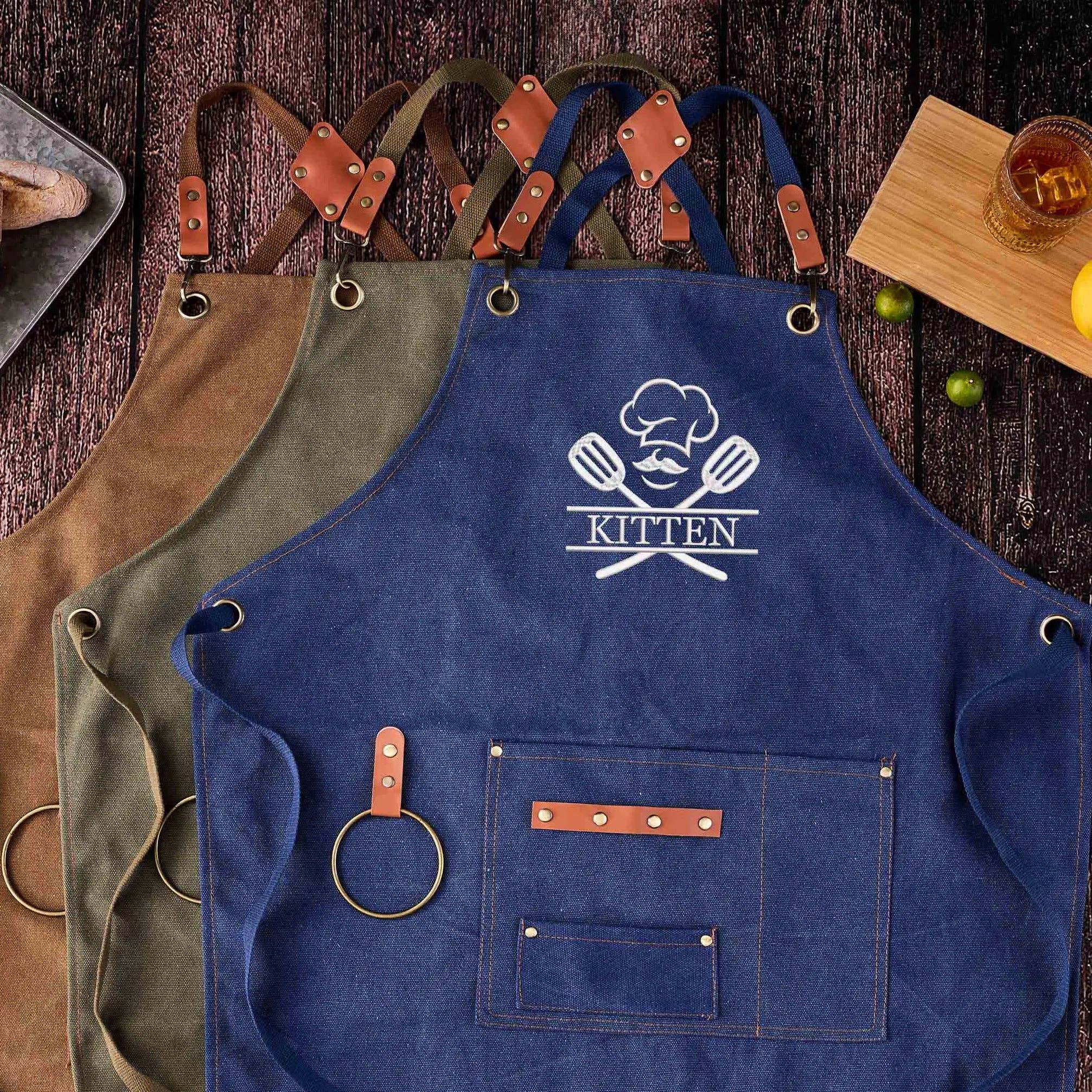 RockCow Leather Studio - Wholesale Apron - Personalized Embroidered Apron For Men and Women, Chef Apron, Canvas Work Apron, Custom Gift2
