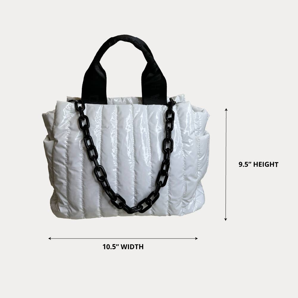 AHDORNED – wholesale Tote bag – Women's – Rosie Quilted Tote w/Black Resin Chain & 2" Adjustable Solid18