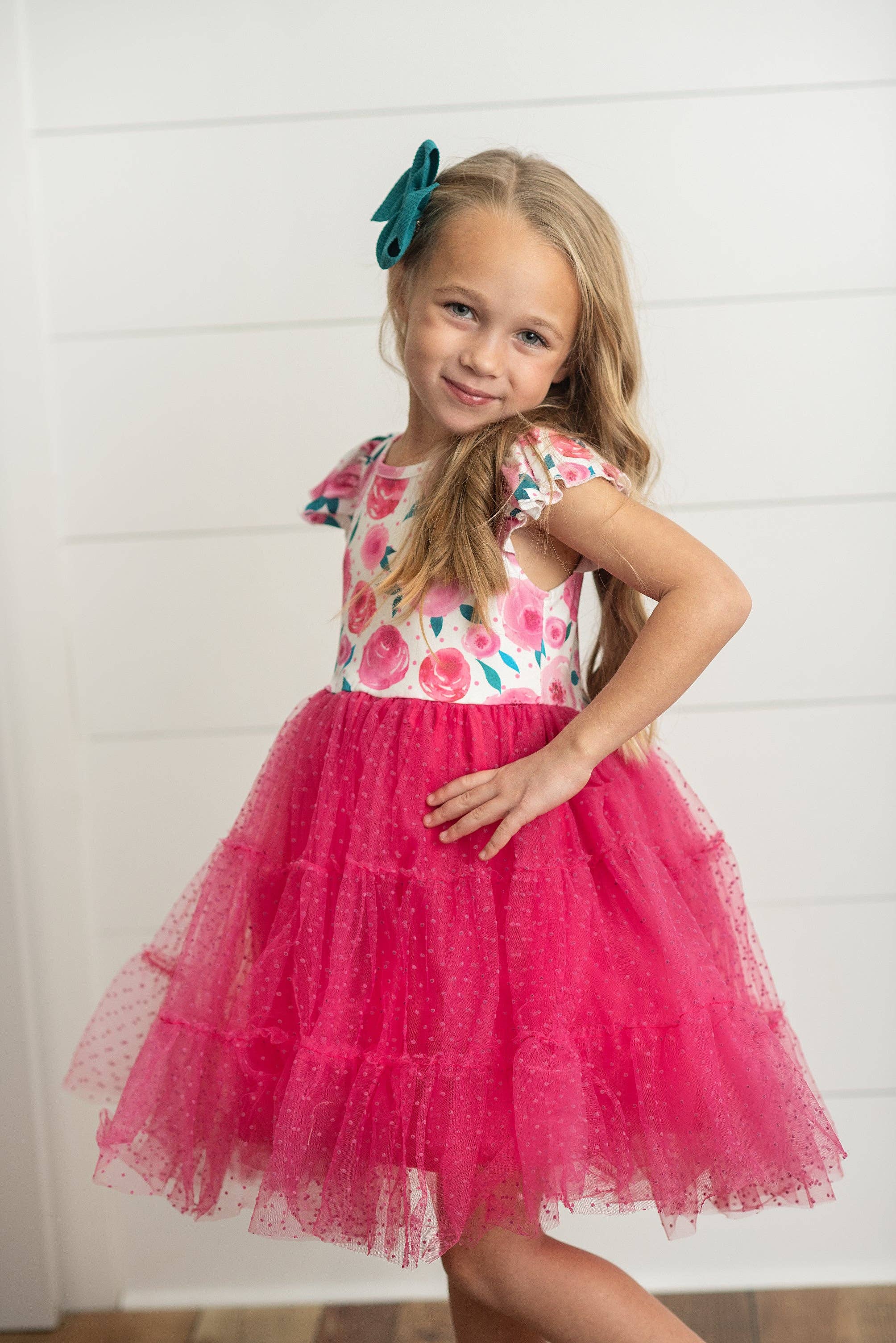 Adorable Sweetness - Wholesale Dress - Kids - Girls Bright Pink Rose Tiered Tulle Spring Easter Dress7
