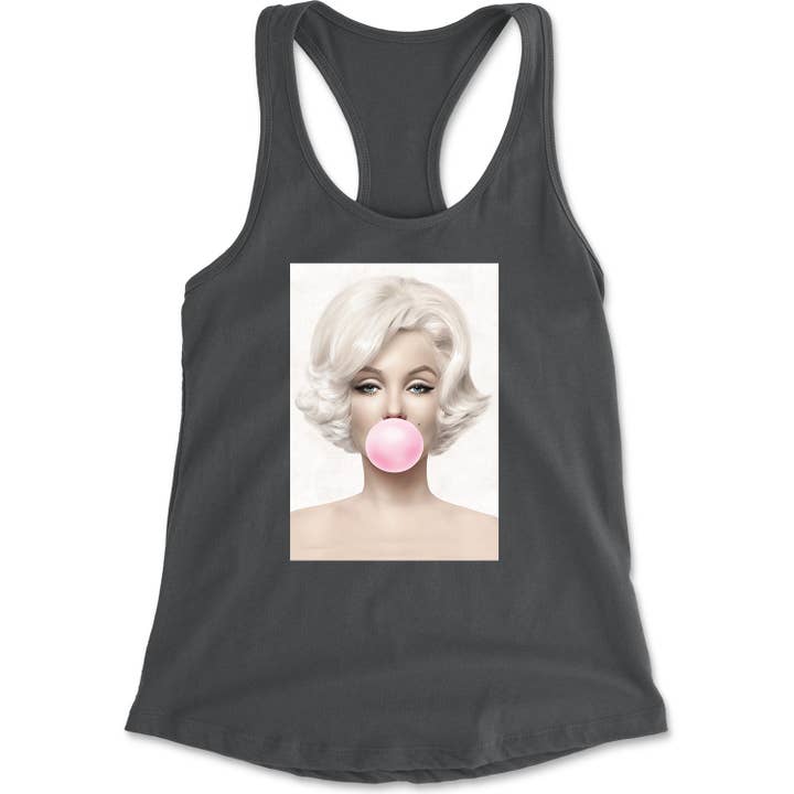 Expression Tees - Wholesale Tank Top - Women's - Marilyn Monroe Pink Bubble Gum Racerback Tank Top for Women