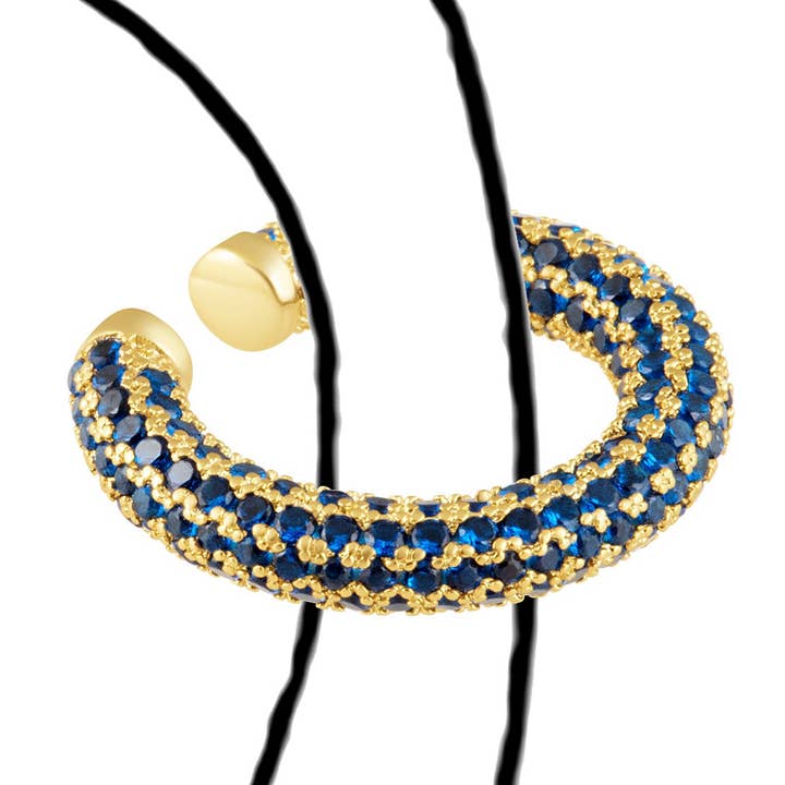 Tinsley CZ Ear Cuff - Sapphire for wholesale by Sahira Jewelry Design