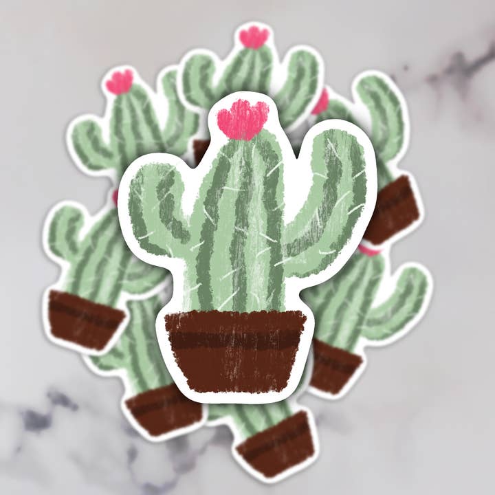 Floral Cactus Sticker for wholesale by Jelly Jean Designs
