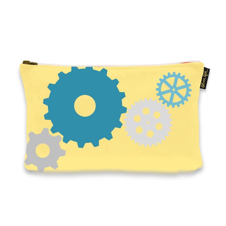 Oliver Gal Gears -Yellow Art Pouch (Size 13x9) for wholesale by The Oliver Gal Artist
