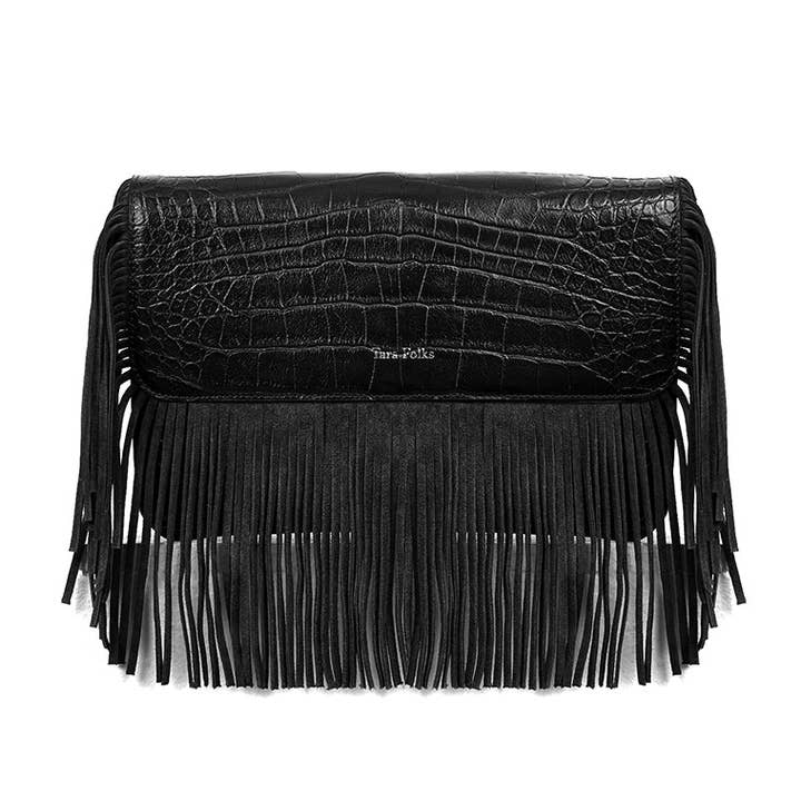 Bonnie Croco Effect Sort Læder Crossbody for engroshandel hos Tara Folks