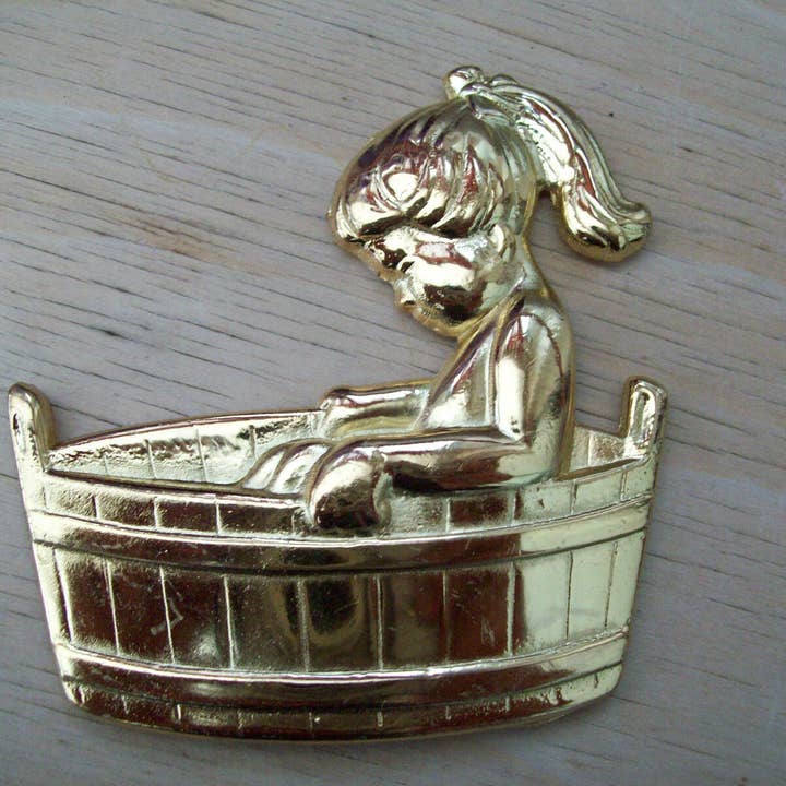 Steel Bathroom Tub Door Sign Brass for wholesale by IronmongeryWorld