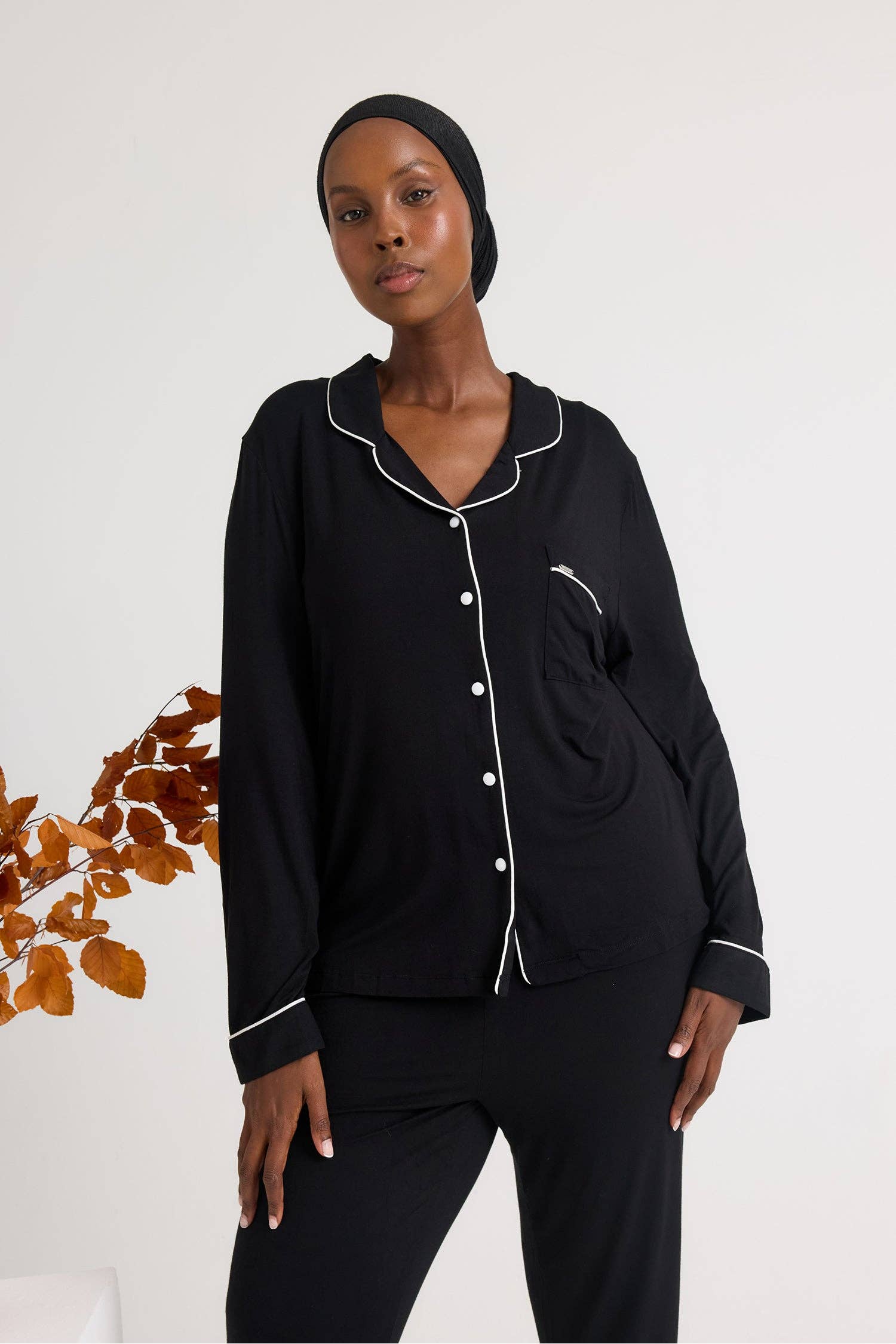 Bamboo Long Pyjama Set in Black for wholesale on Faire5