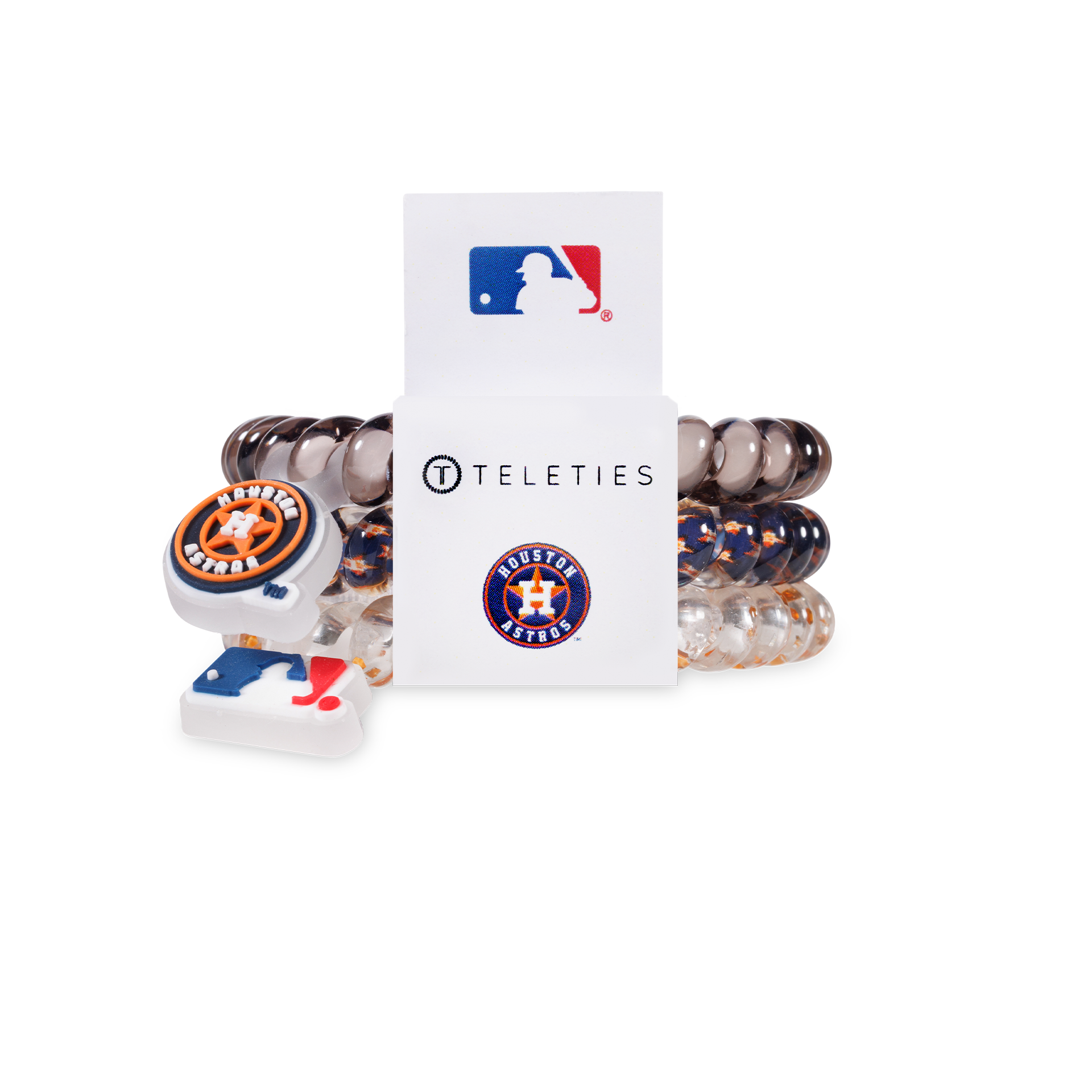 TELETIES - Wholesale Hair Tie - Spiral Hair Coils | Small | Houston Astros Hair Ties0