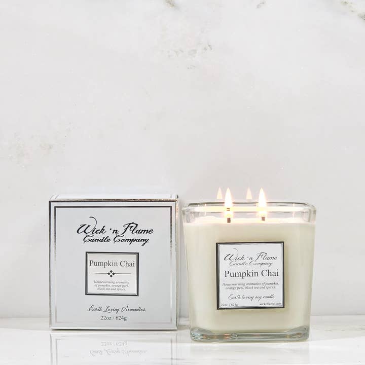 Pumpkin Chai 22oz Cube for wholesale by Wick 'n Flame Candle Company