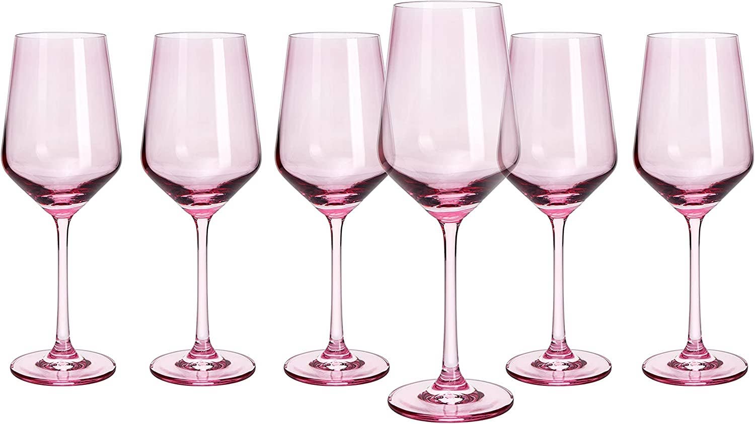 The Wine Savant /  Khen Glassware - Wholesale Wine Glass - Set of 6 Pink Blush Colored Wine Glasses - 12 oz Hand Blown2