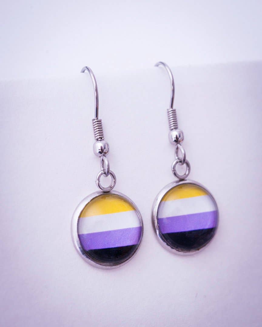 Crafty Queer Studio - Wholesale Stud/Post Earrings - Non-binary flag pride LGBTQ+ earrings - stud or dangle6