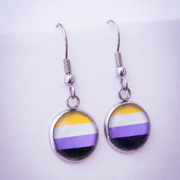 Crafty Queer Studio - Wholesale Stud/Post Earrings - Non-binary flag pride LGBTQ+ earrings - stud or dangle6