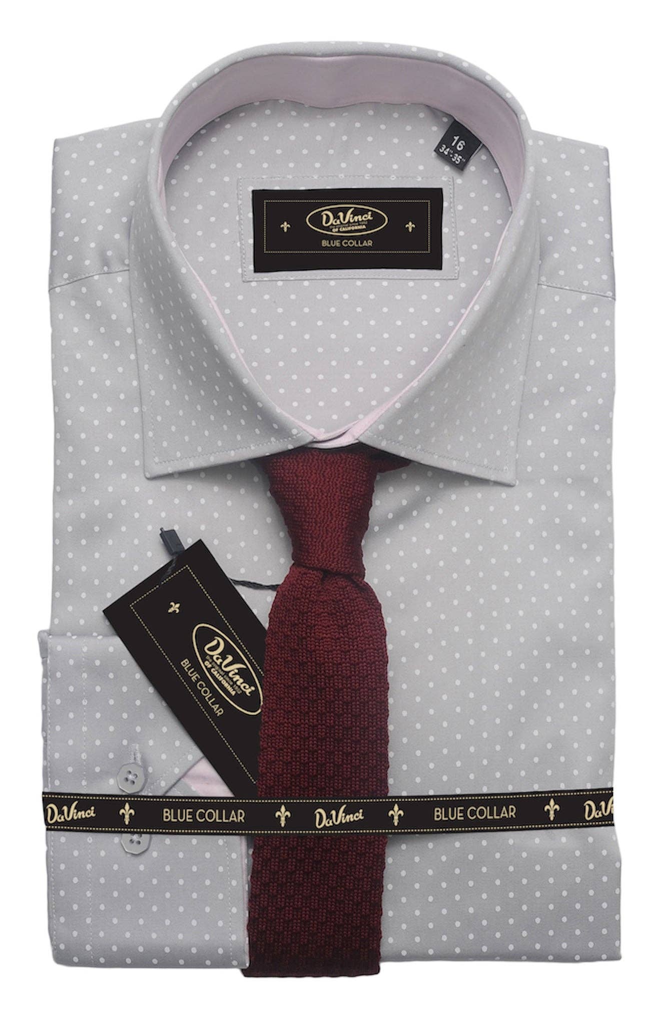 Virgoan Wish LLC - Wholesale Button Down Shirt - Men's - Da Vinci Blue Collar | Regular Collar Polkadot shirt6