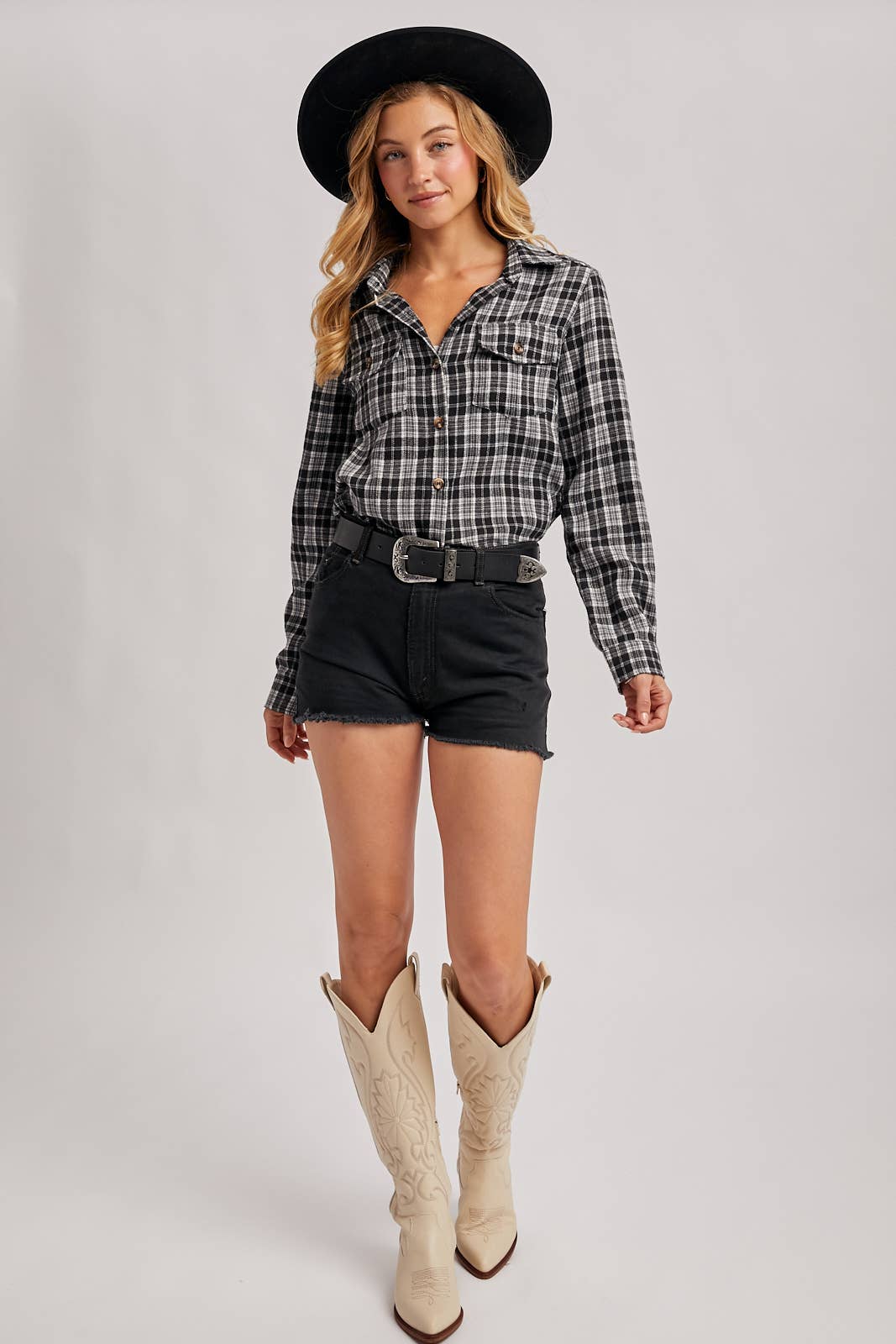 Bluivy - Wholesale Shirt - Women's - BUTTON DOWN PLAID SHIRT WITH POCKETS - 4TH OF JULY32