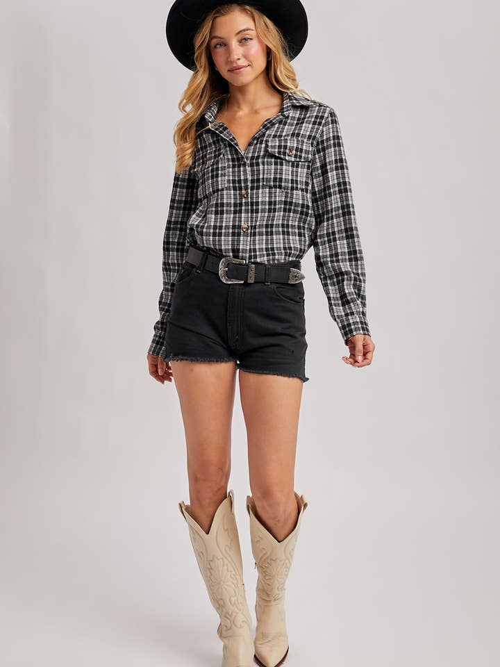 Bluivy - Wholesale Shirt - Women's - BUTTON DOWN PLAID SHIRT WITH POCKETS - 4TH OF JULY32