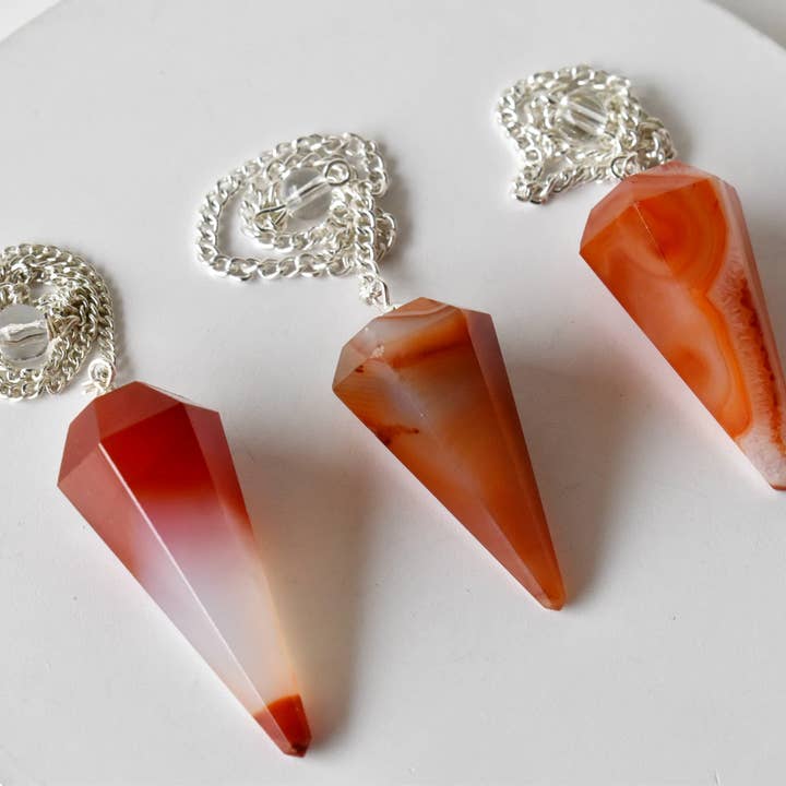 Soothing Crystals - Wholesale Spiritual Stone/Crystal - Dowsing Pendulum | Carnelian | Faceted Crystal Pendulum6