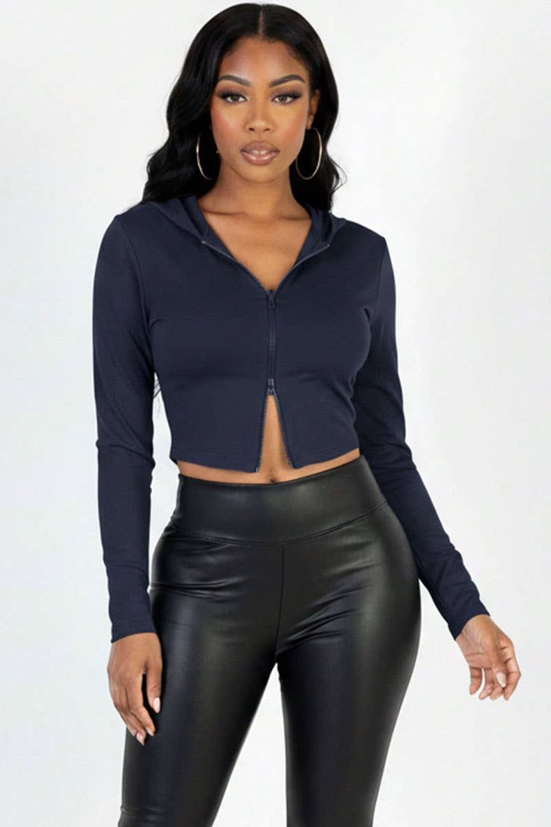 CAPELLA APPAREL - Wholesale Hoodie - Women's - French Terry Crop Zip Up Hoodie14