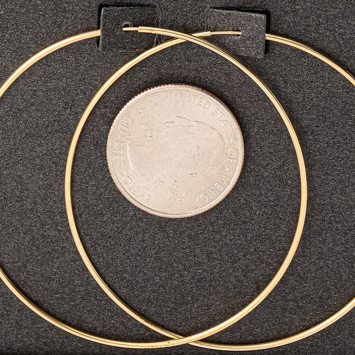 Fame Accessories - Wholesale Hoop Earrings - Secret Box Gold Dipped Thin 60Mm Hoop Earrings1