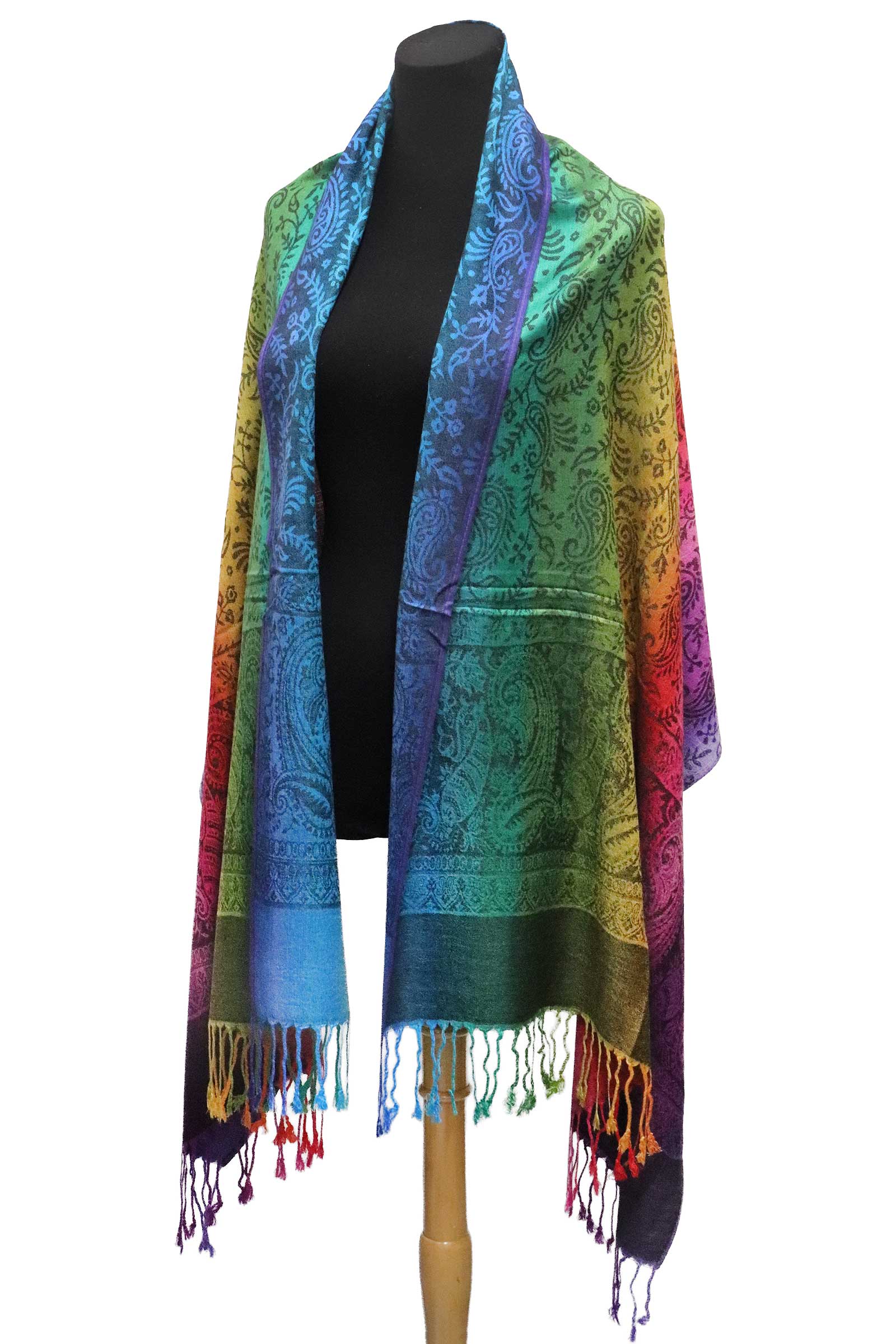 Assorted Rainbow Ombre Paisley Vineyard Pashmina Shawl for wholesale on Faire2