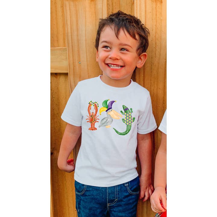 Mardi Gras Animals Toddler Tee for wholesale by Painted Skies