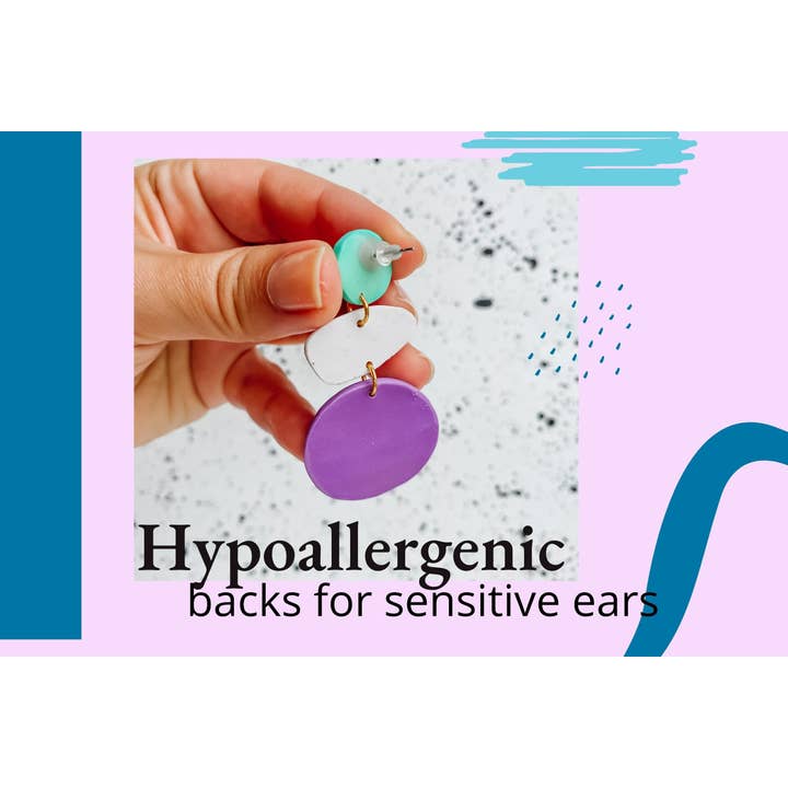 Lauren Likes Art - Wholesale Dangle Earrings - 90s Inspired Preppy Earrings, Purple Polymer Clay Earring, 90s Nostalgia, Gift for Millennials, Stocking Stuffer for Teen, Gifts Under 30,6