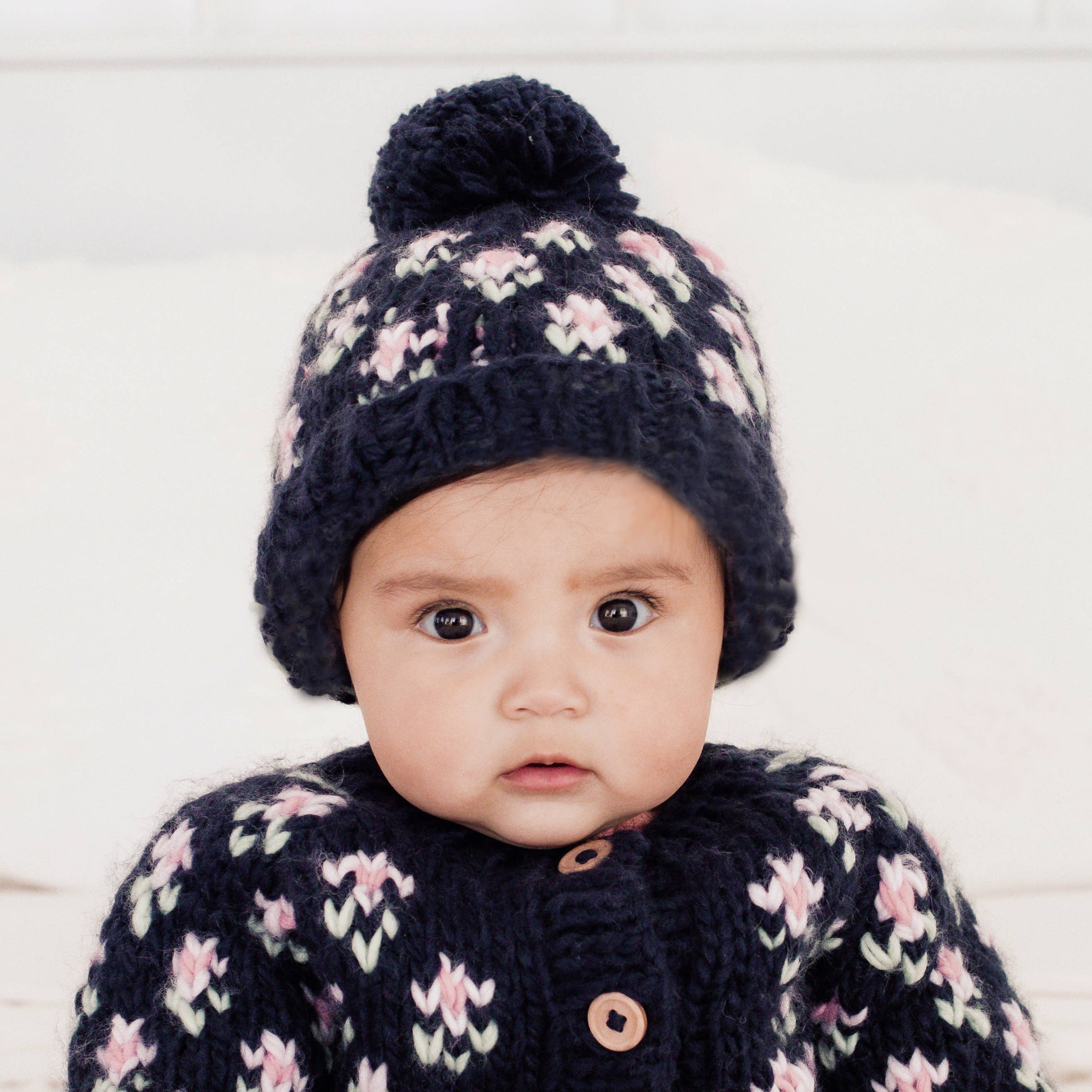 Huggalugs - Wholesale Beanie - Kids - Bitty Blooms Indigo Beanie Hat for Baby & Kids1