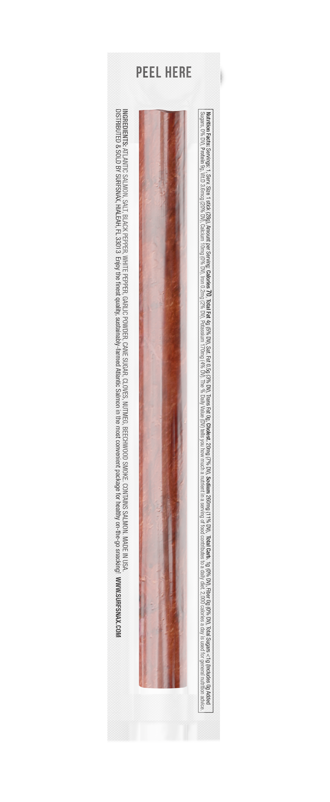 Surfsnax - Wholesale Jerky - Salmon Snack Stick, 24 ct display caddy, Case of 4 caddys2