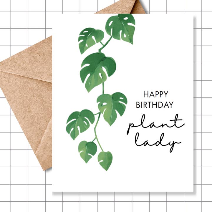 Carte de vœux d'anniversaire pour la dame aux plantes pour la vente par Motel Paper Los Angeles