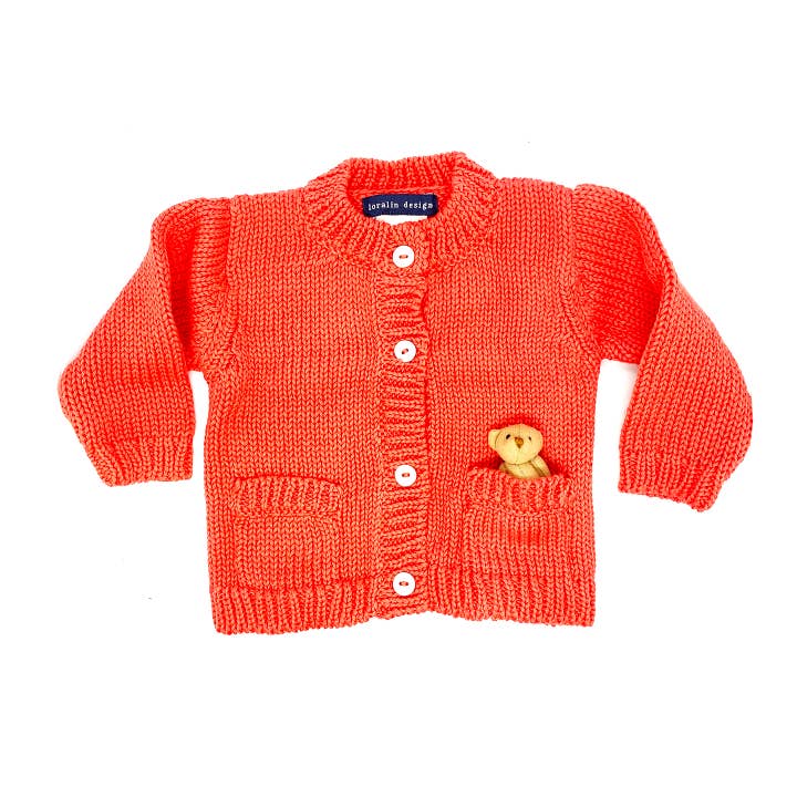Coral Bear Cardigan for wholesale by Loralin Design