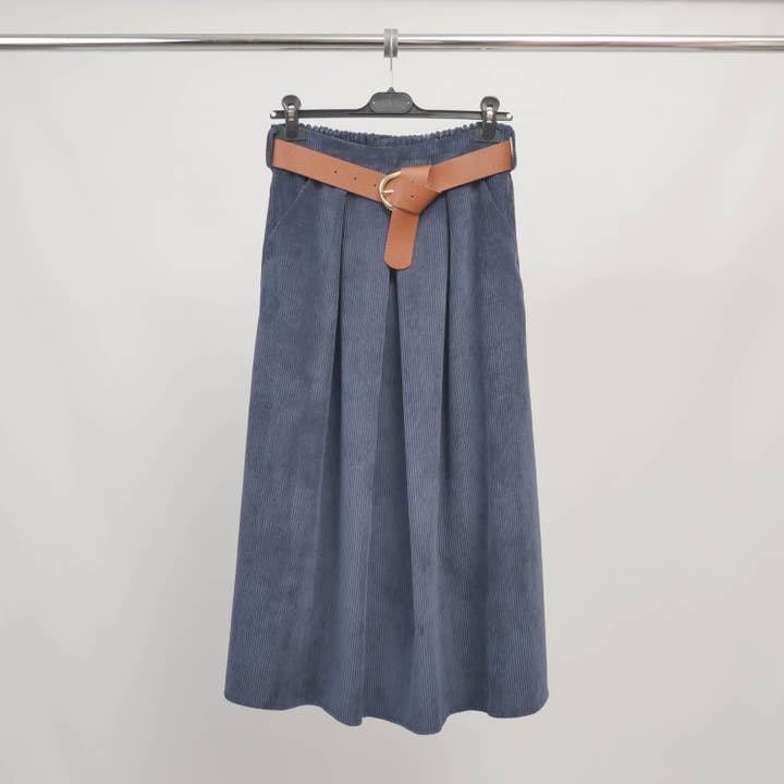 Cecile Wang - Wholesale Skirt - Women's - Corduroy skirt with belt TDM52123-77