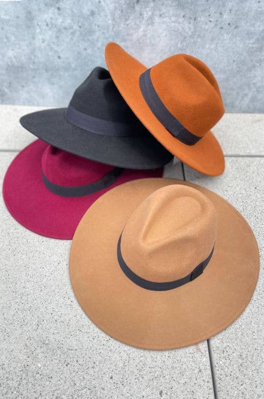 Love and Thyme - Wholesale Fedora - Women's - Wool Felt Wide Brim with Black Band1