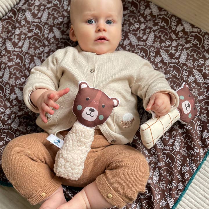 Carotte & Cie - Wholesale Handheld Rattle - Baby - Rattle jingle jingle Brown bear beige teddy1
