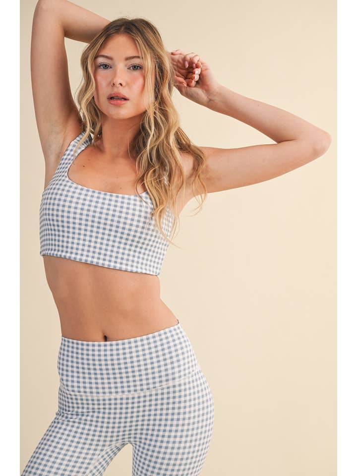 KIMBERLY C - Wholesale Sports Bra - Women's - Gingham Print Ruched Bra Top74