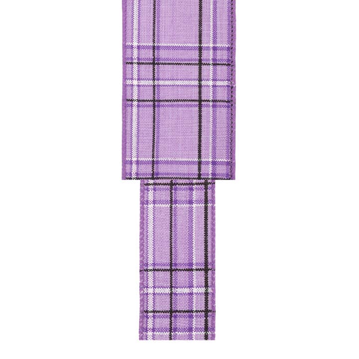 LA Ribbons Wholesale - Wholesale Ribbon - Gift Wrapping - Wired Ribbon | Purple/Spring Plaid | 10 Yard Roll5