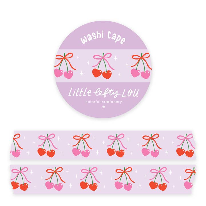 Heart Cherries Washi Tape for wholesale by Little Lefty Lou