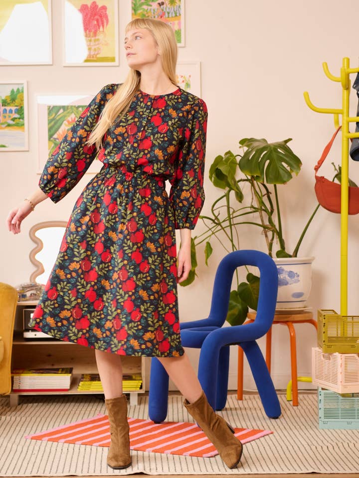 Women's Pomegranates Print Midi Pocket Skirt for wholesale by Poplin and Co.