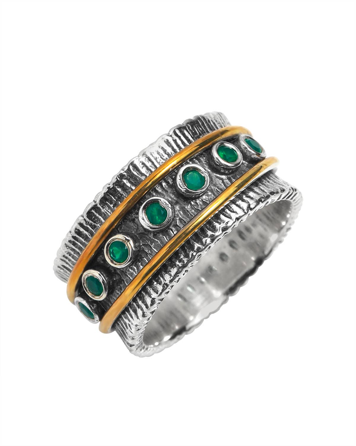 Tiramisu – wholesale Cocktail/statement ring – 925 Silver Green Onyx Verdant Pulse Statement Ring4