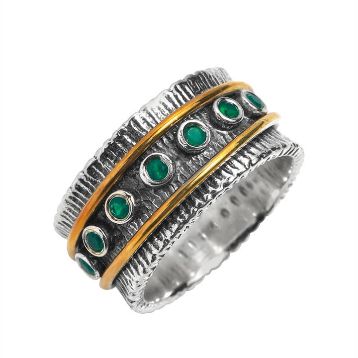 Tiramisu – wholesale Cocktail/statement ring – 925 Silver Green Onyx Verdant Pulse Statement Ring4