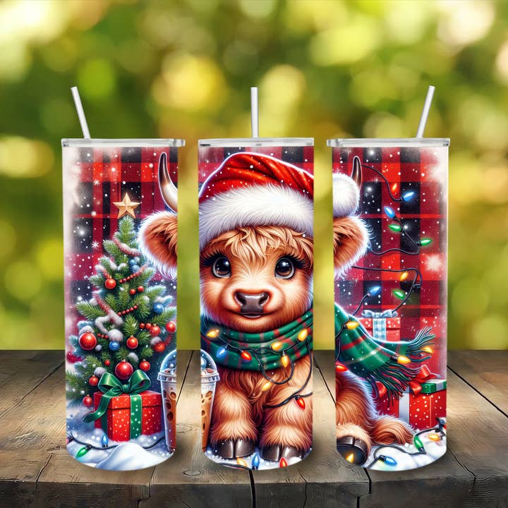 Highland Cow roestvrijstalen kerstbeker voor wholesale door Lily's Craftory