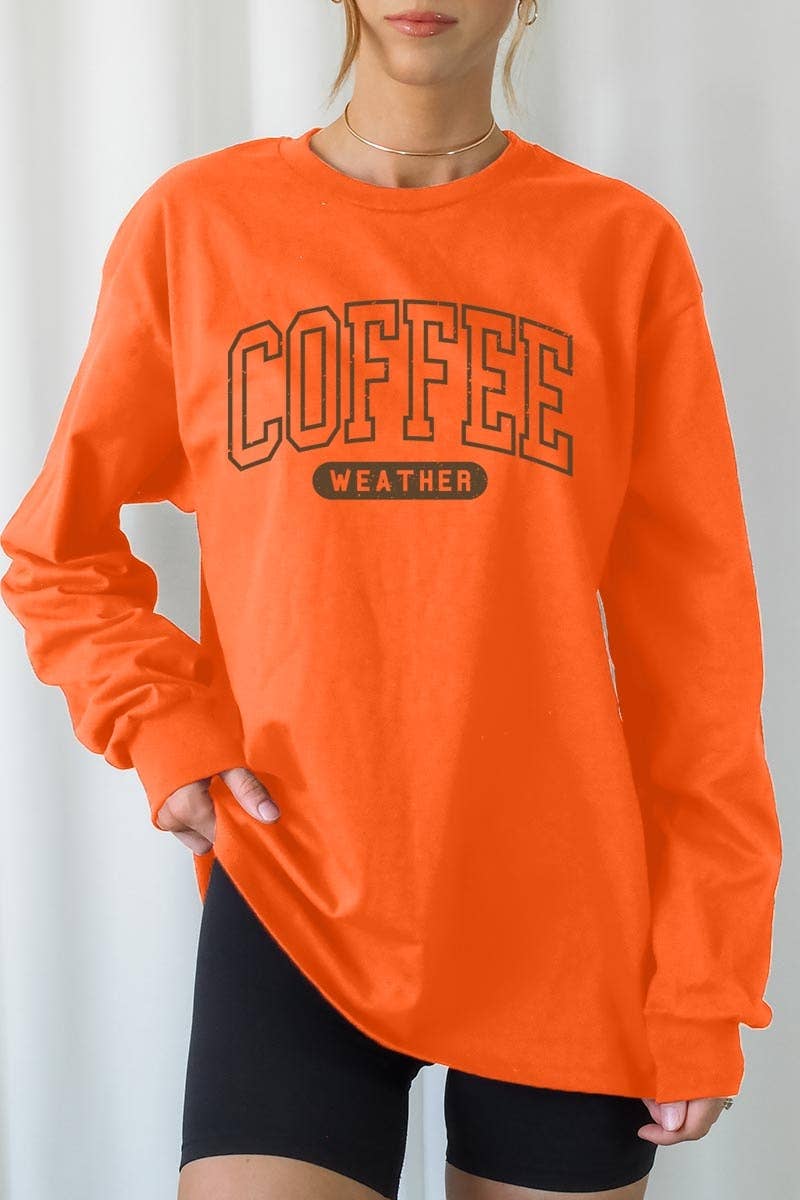 COLORBEAR – wholesale T-shirt (graphic) – women's – Coffee Weather Graphic Plus Long Sleeve Tee3
