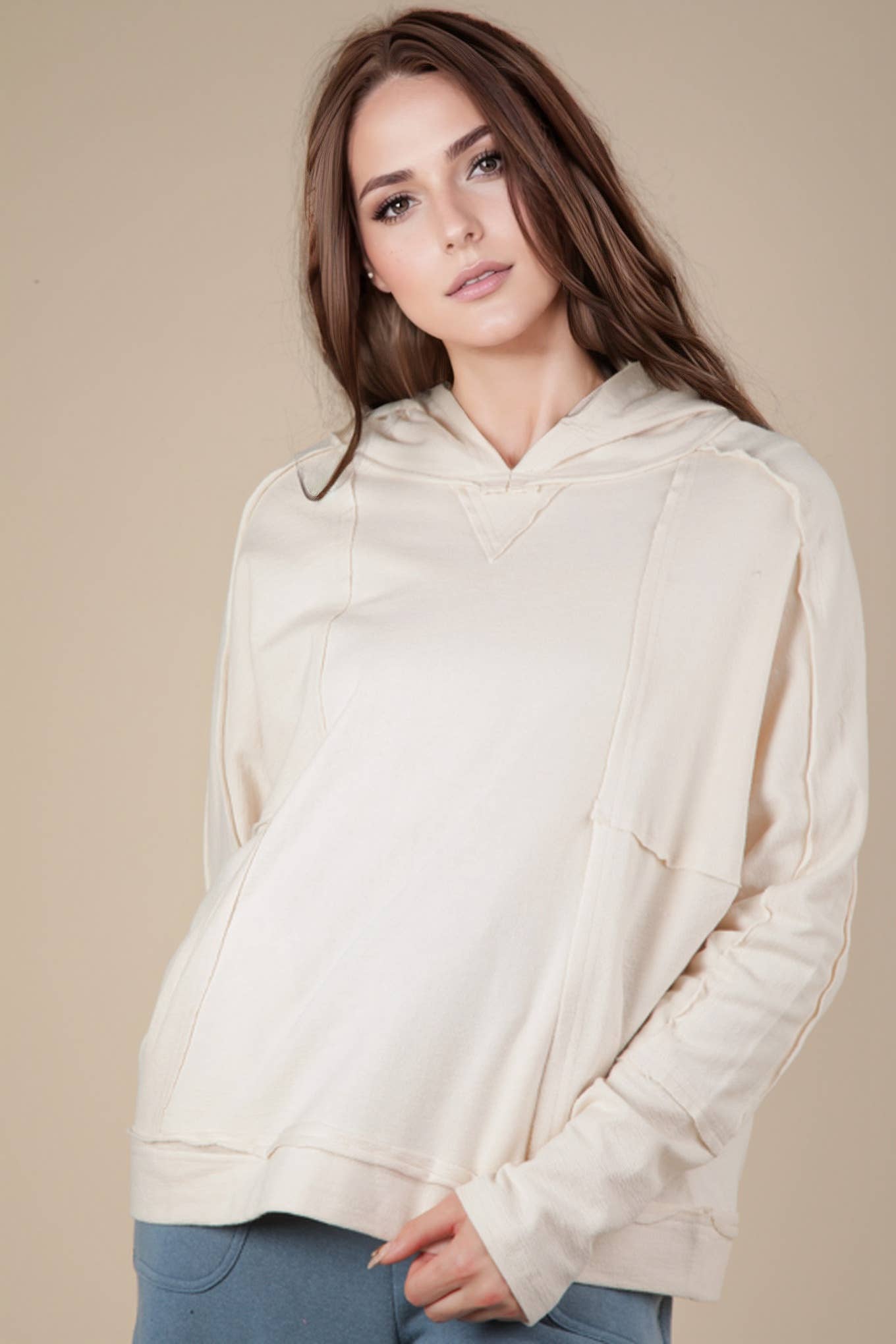 VERY J - Venta al por mayor Jersey corto de punto - Mujer - Top de punto con capucha NT11689-Raw Edge con bonito detalle7