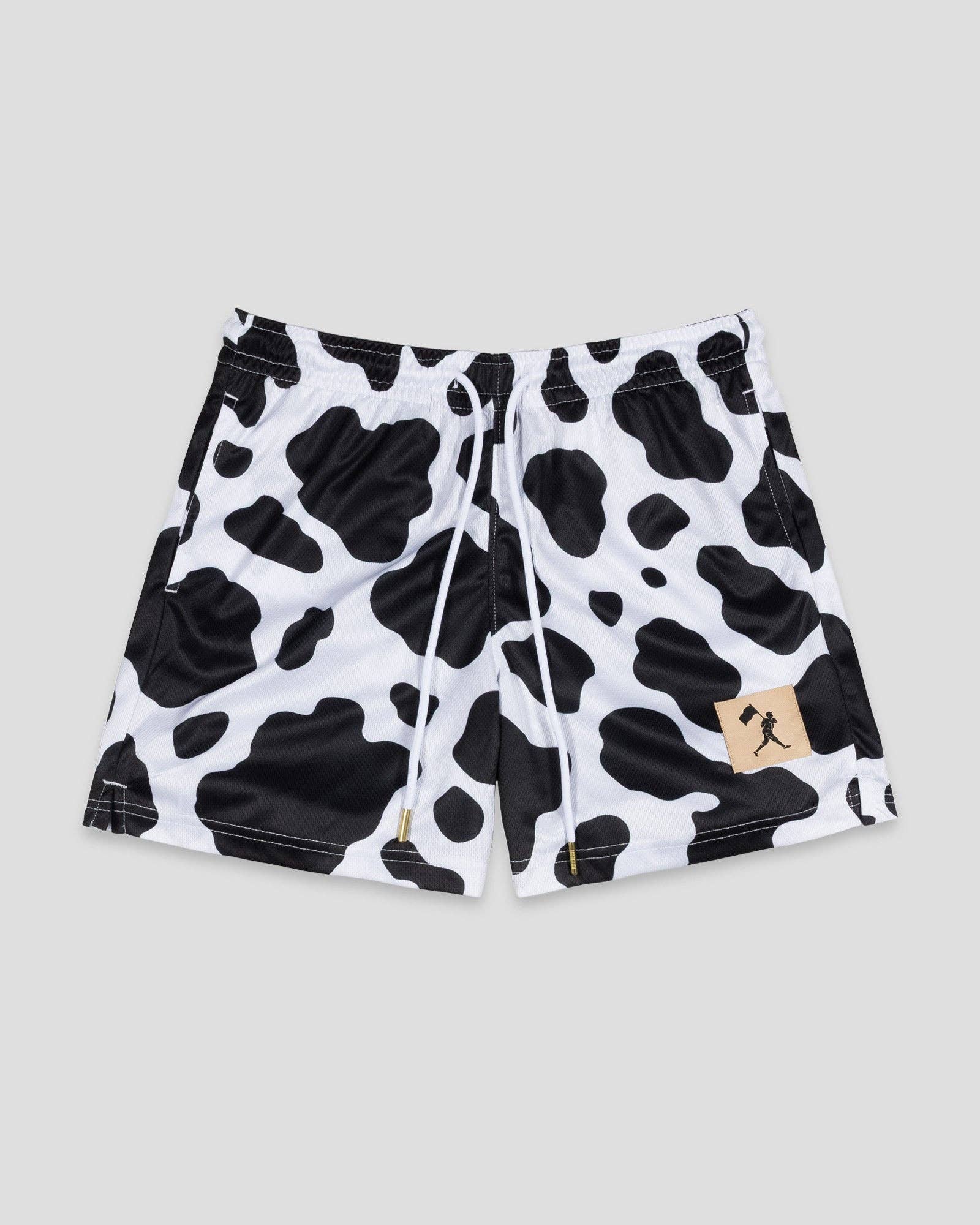 Baseballism - Wholesale Shorts - Men's - Moo Milk Cow Print Diamond Air Mesh Shorts - Black0