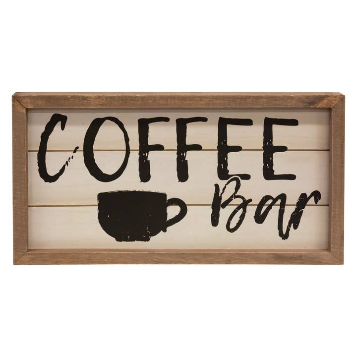 Coffee Bar Shiplap Look Framed Sign for wholesale by The Hearthside Collection