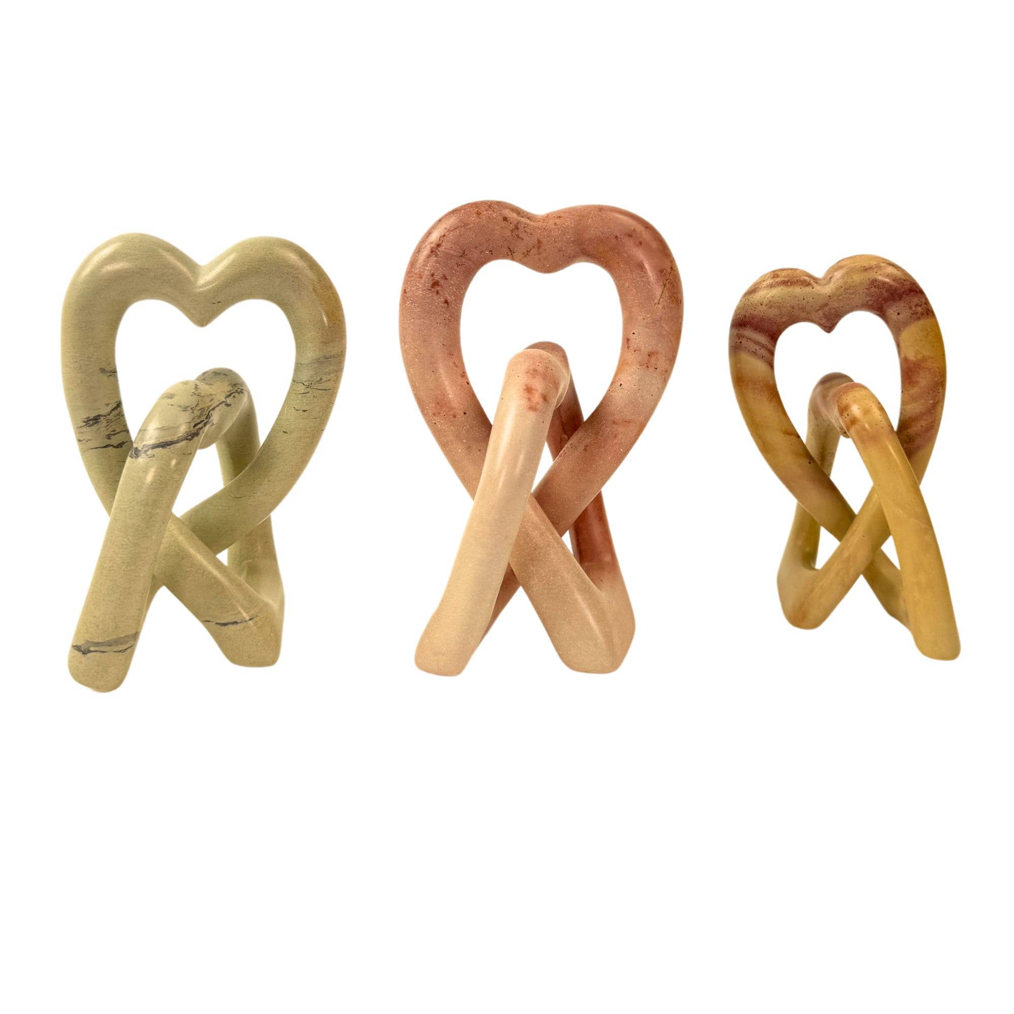 Global Crafts - Wholesale Sculpture - Soapstone Heart Eternal Love Knot Sculpture. 6 inch8