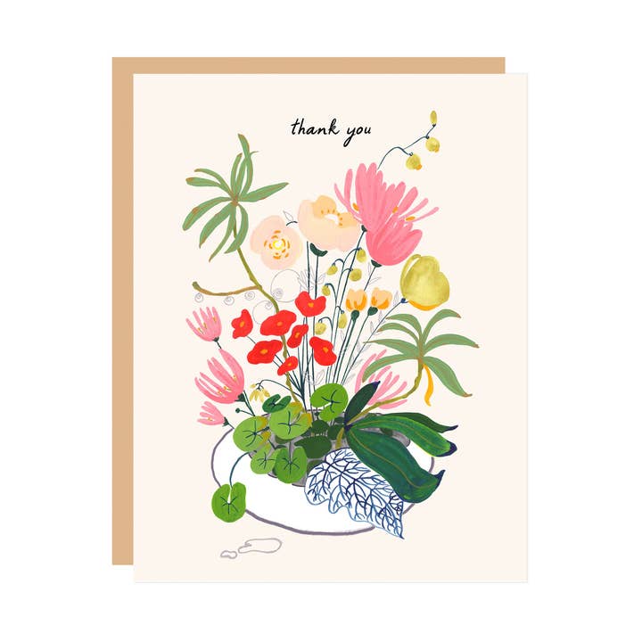Floral Bouquet Thank You Card for wholesale by Leena Shanbhag Art