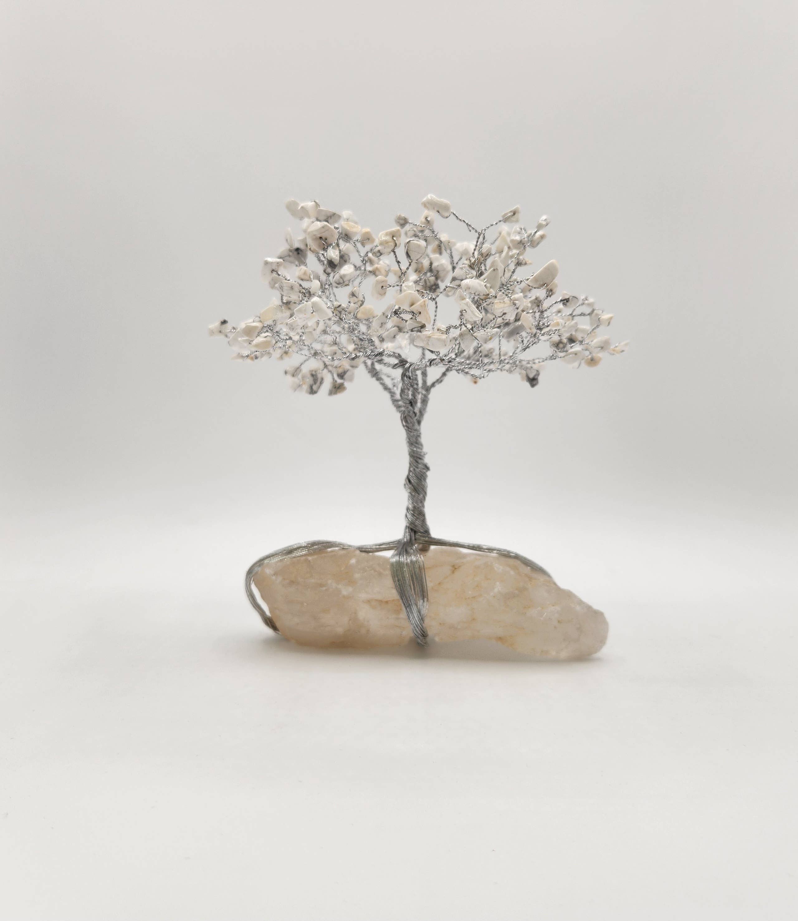 Meraki Gemstones - Wholesale Spiritual Stone/Crystal - Gemstone Tree-White Howlite with Clear Quartz w/Silver Wire1