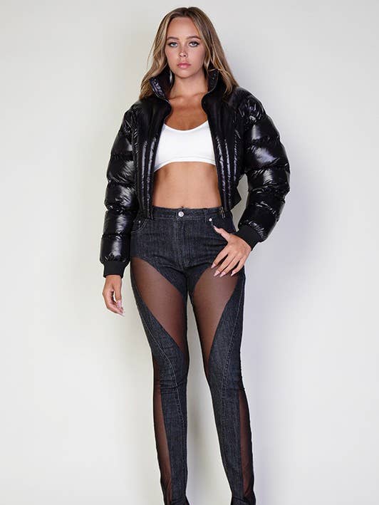 Skinny denimjeans met uitgesneden pasvorm en split voor wholesale door Rehab Lab