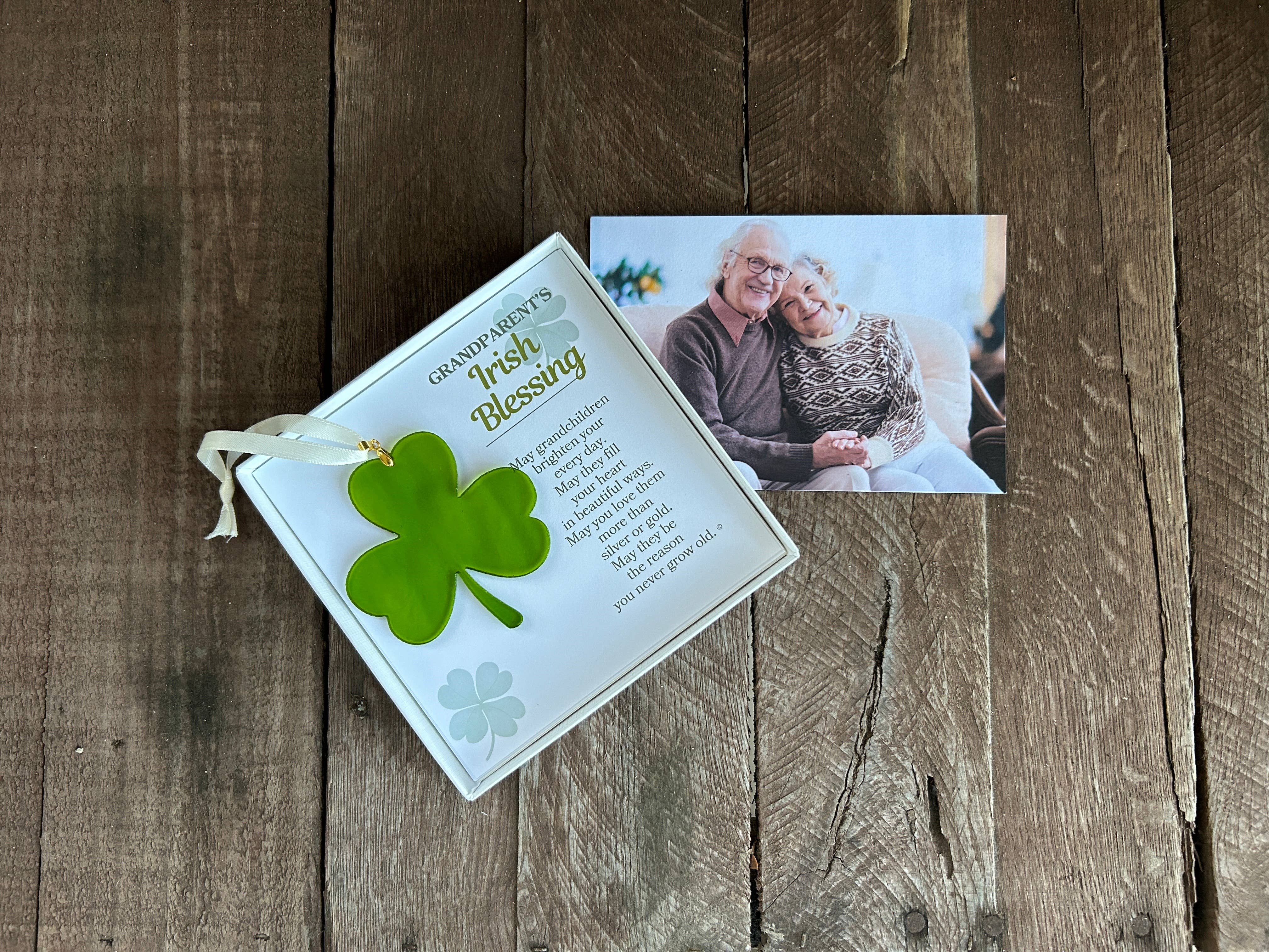 The Grandparent Gift Co. Inc. - Wholesale Ornament - Grandparent's Irish Blessing: Stained-Glass Shamrock 78073