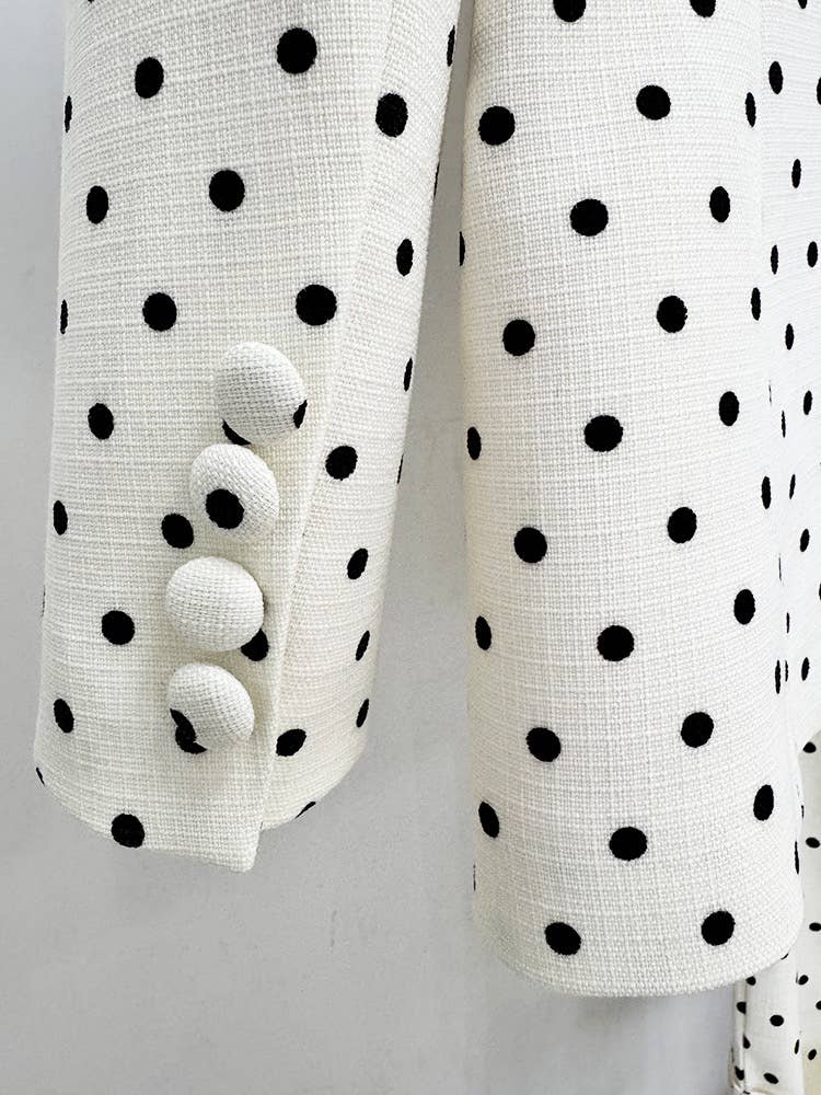 Productseeker - Wholesale Suit Set - Women's - SET71Y Elegant Polka Dot Suit Set with Bow-Decorated Jacket5